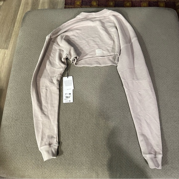 ALO Yoga Washed Extreme Cropped Pullover in Grey Sky Wash NWT SZ XS - Picture 3 of 10